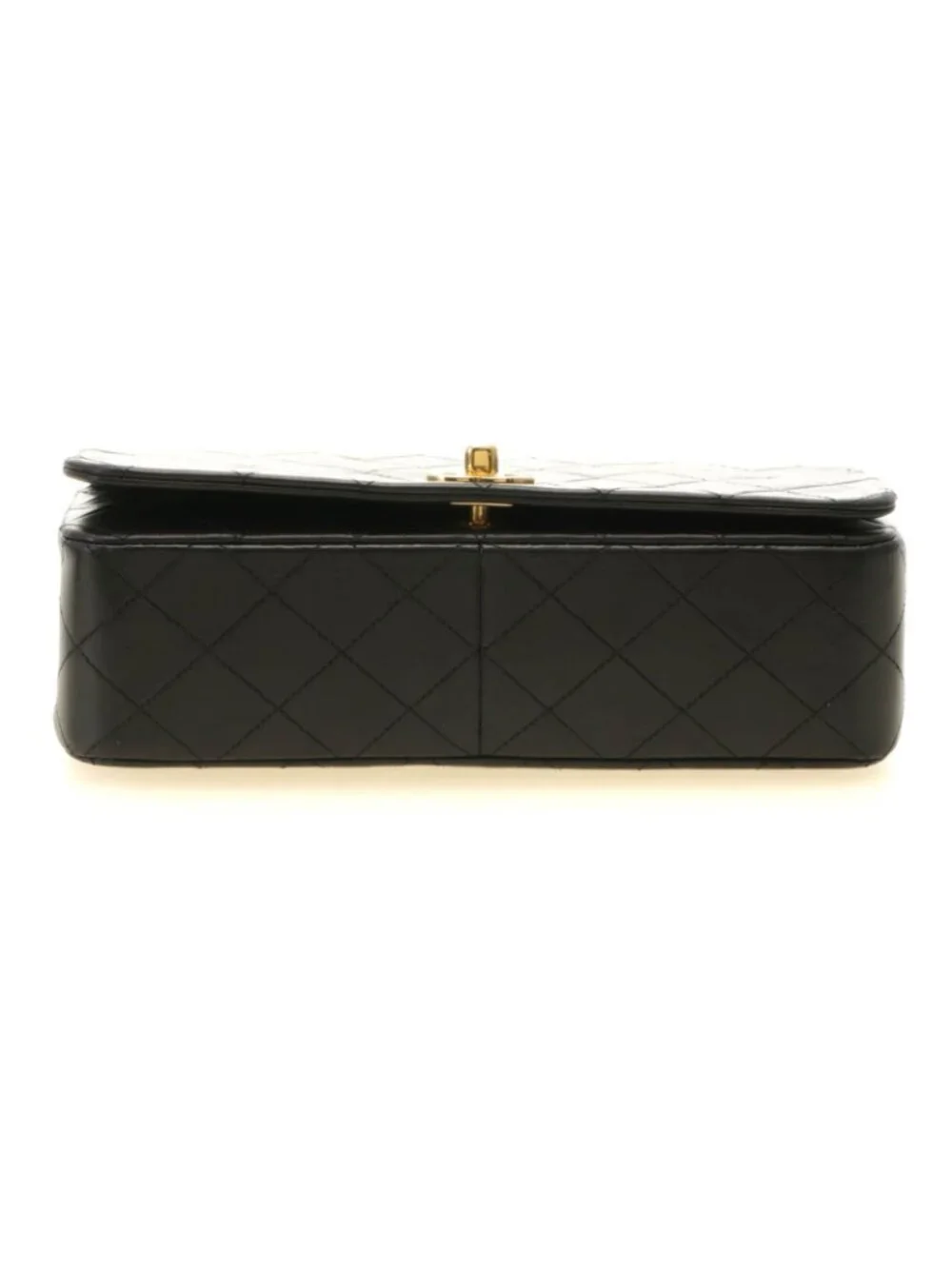 Chanel Quilted 23 Turnlock Full Flap Chain Shoulder Bag Black Lambskin